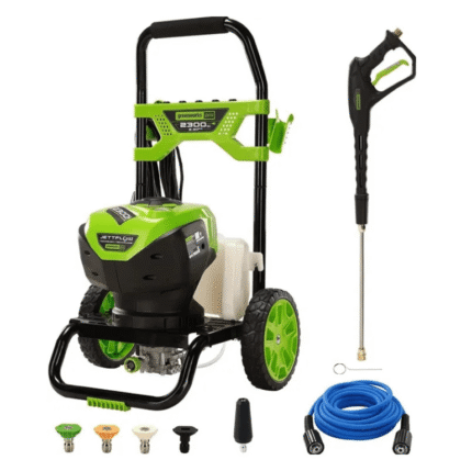 Greenworks 2300 PSI TruBrushless (2.3 GPM) Electric Pressure Washer, 25’ Hose, Quick Connect Wand, 15, 24, 40 Degree Soap and Turbo Nozzle